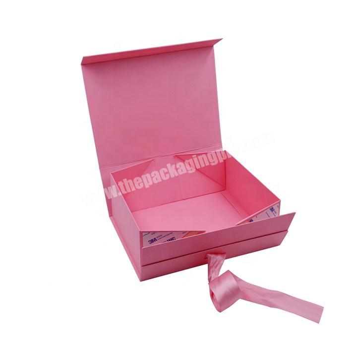 Customize Large Pink Foldable Magnetic Closure Luxury Gift Cardboard Shipping Paper Box For Clothes Clothing T-shirt Packaging