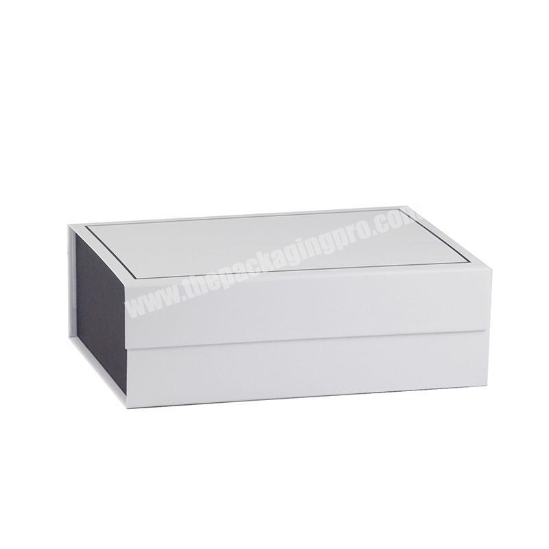Customize logo wholesale white magnetic gift boxes with black trim