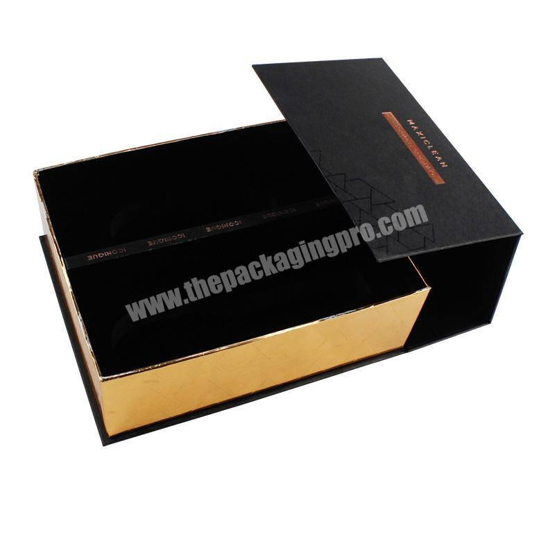 Customized Bla Flip Paper Cosmetic Paaging Box For Jar Cosmetic Jar Box