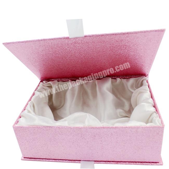 Customized Box Handmade Wholesale Pink Fashion Packaging Custom Luxury Empty Rigid Chipboard with Ribbon