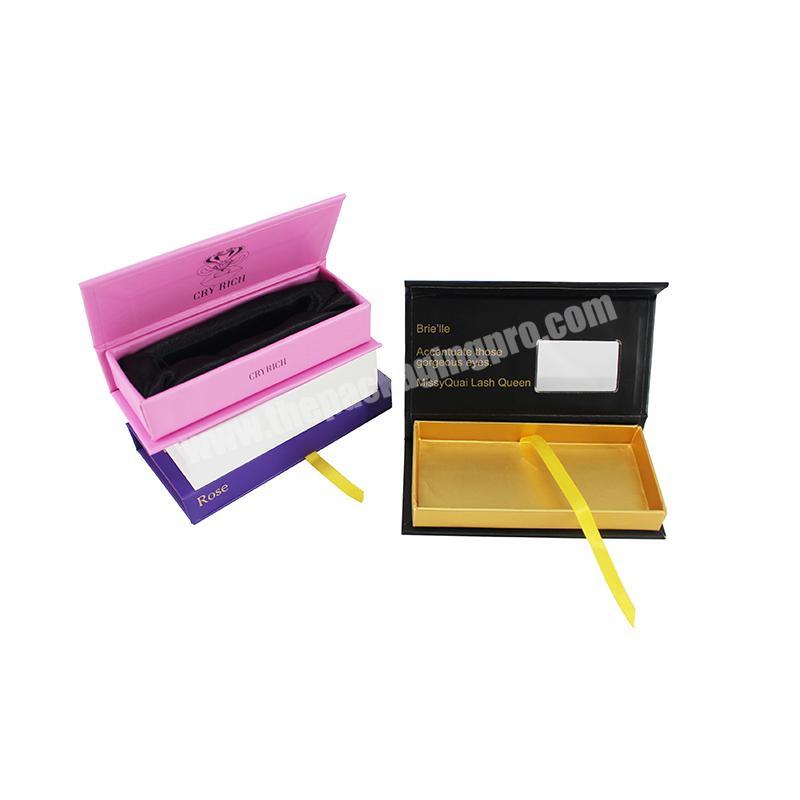 Customized Cardboard Cosmetic Lipstick Paper Box PackagingLip glossLip Glaze Eyelash Magnetic Box with Insert