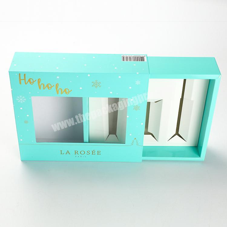 Customized Cardboard Window Paper Box for Cosmetic Tube Packaging Hot Stamping Eco-friendly Drawer Gift Box