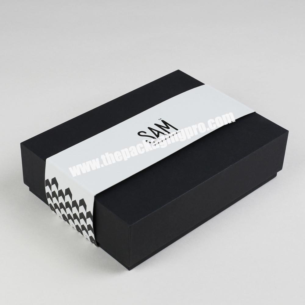 Customized Delicate Black Removable Lid USB Stick Photo Packaging Gift Box With Paper Insert