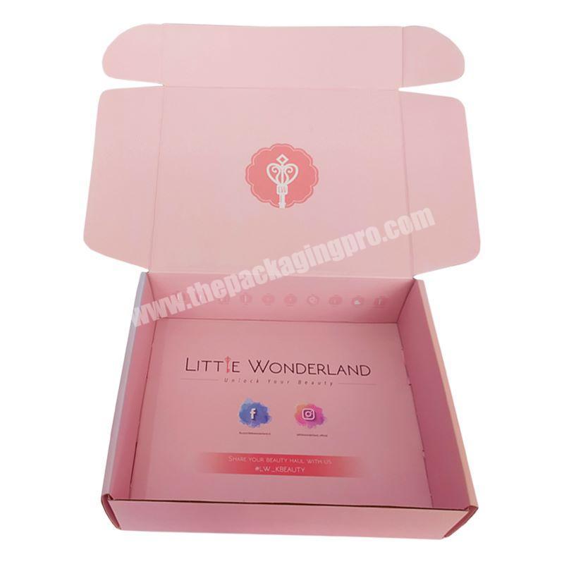 Customized Eco Friendly Cardboard Paper Mailing Box Small Holographic Pink Corrugated Mailer Packaging Shipping Box Custom Logo