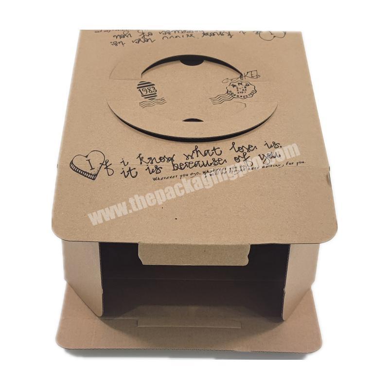 Customized Foldable Corrugated Paper Take Away Boxes Kraft Paper Box For Cake Packaging