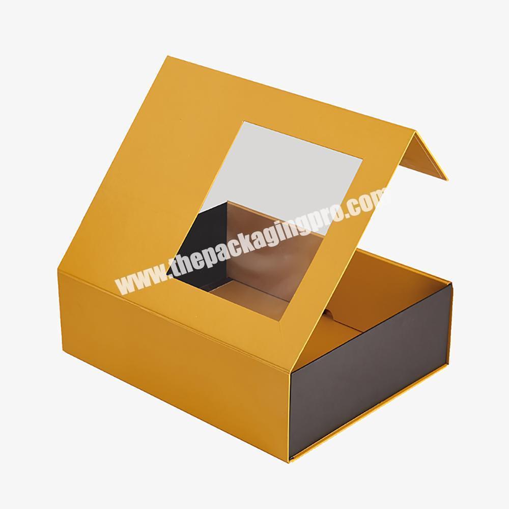 Customized Grey Board  Packaging Window Fodable Book shape Rigid Gift Boxes With Magnetic Closure