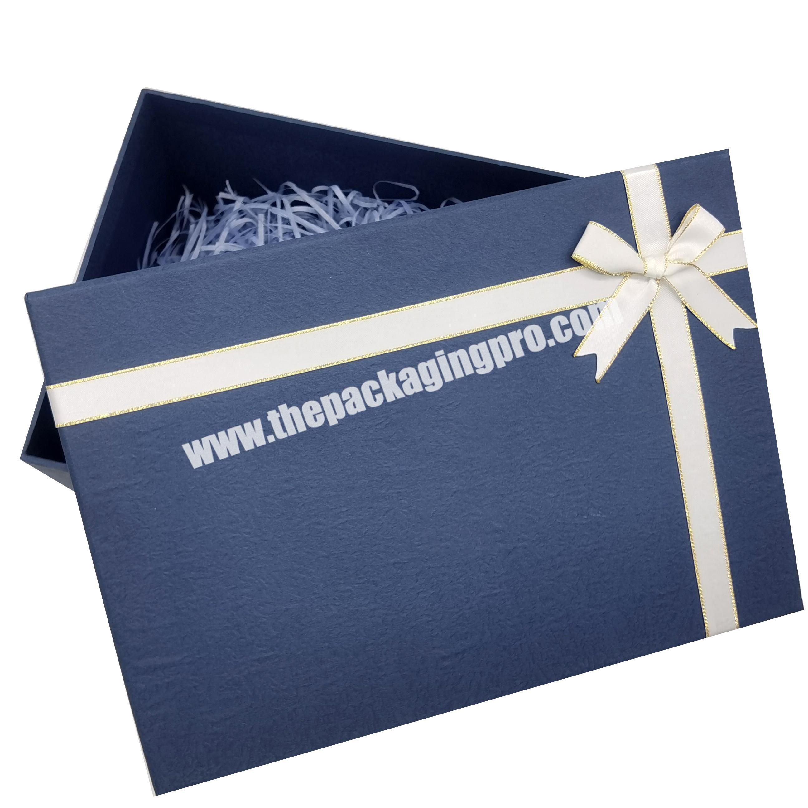 Customized Grey Board Valentine's Day Blue Removable Lid Hardcover Packaging Gift Box