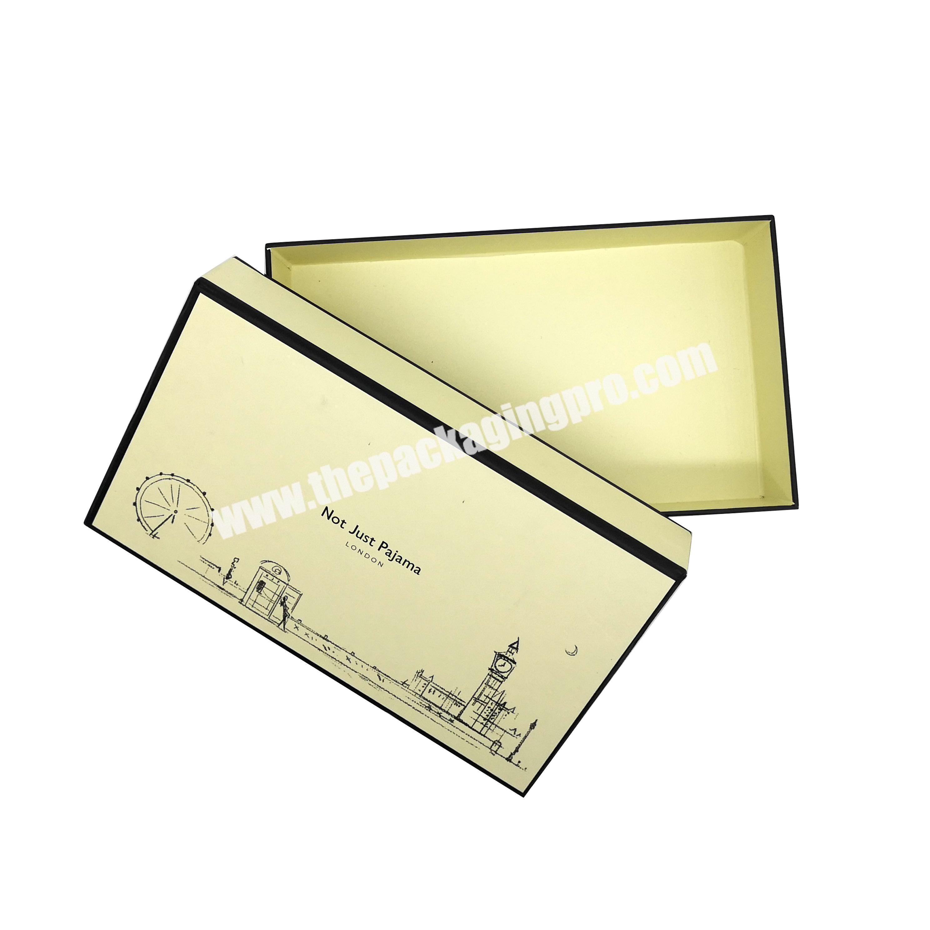 Customized Grey Board Yellow Removable Lid  Simple Pattern Logo Cardboard Gift Box