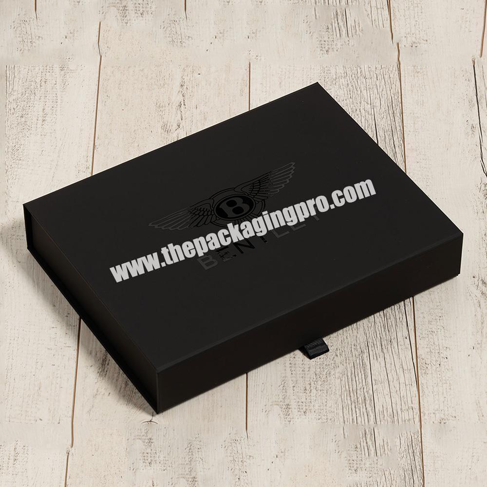 Customized Logo A4 Black Cardboard Packaging Foldable Magnetic Rigid Paper Document Gift Boxes