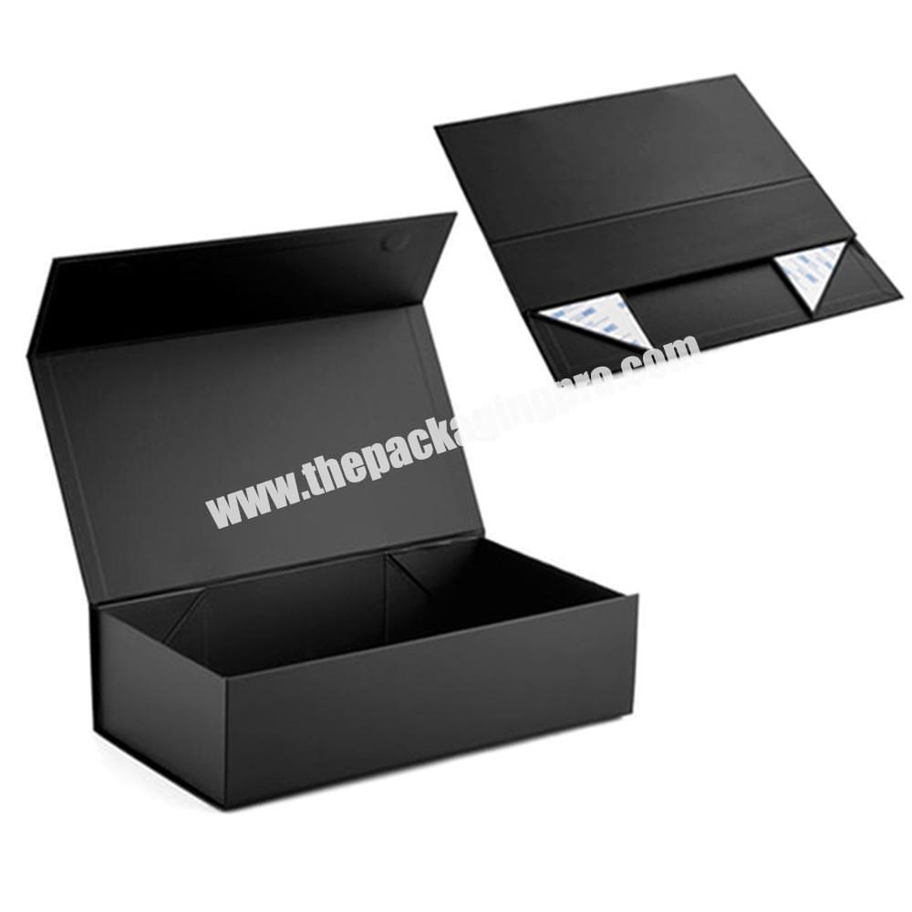 Customized Logo Cardboard Packaging Foldable Black Magnetic Book Shape Rigid  Paper Gift Boxes