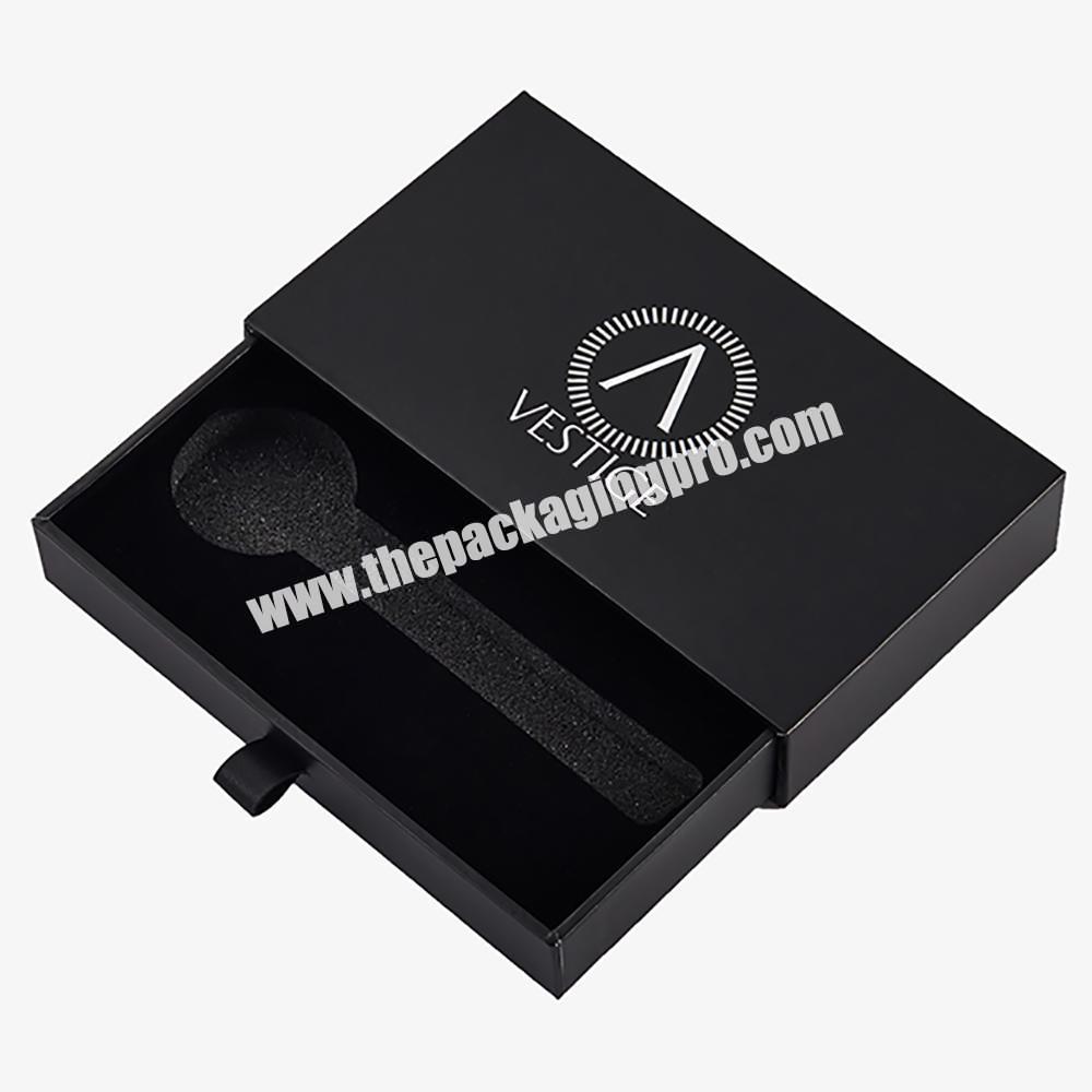 Customized Logo Cosmetic Kit Products Packaging Black Drawer Gift Box With Eva Foam Insert