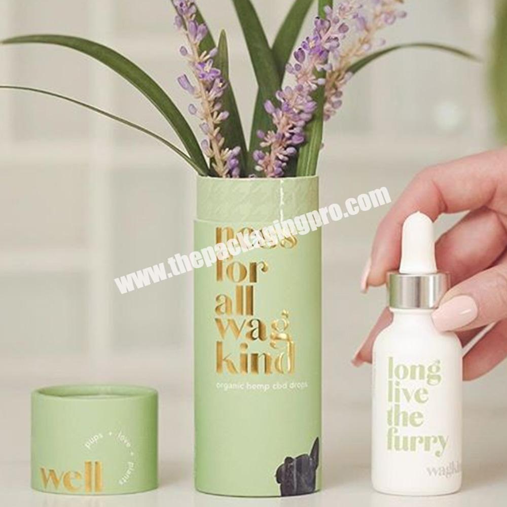 Customized Logo Paper Essential Oil Cosmetic Jar Packaging Round Shape Tube Cylinder Gift Box