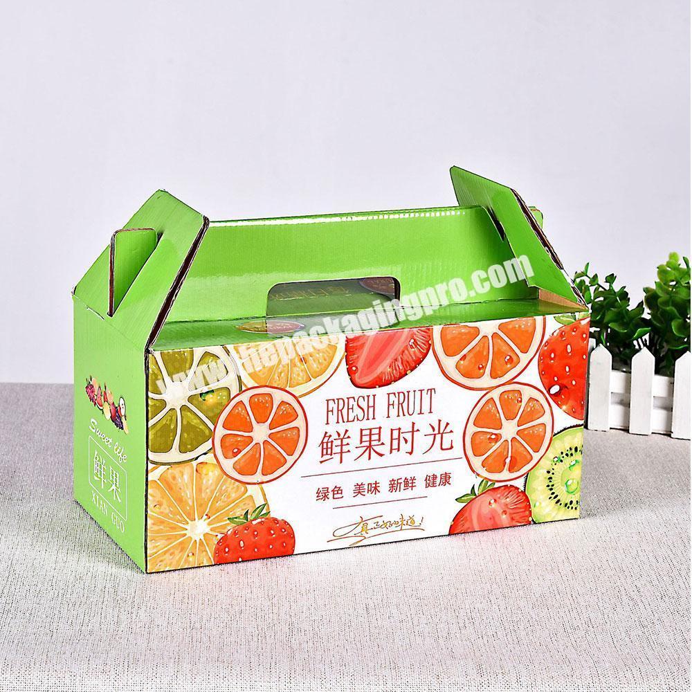 Customized Logo Printed Corrugated Cardboard Fruit Packaging Gable Retail Gift Box With Handle