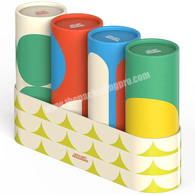 Customized Logo White Eco friendly Round Cosmetic Paper Tube Cylinder Packaging Box Loose Tea Packaging