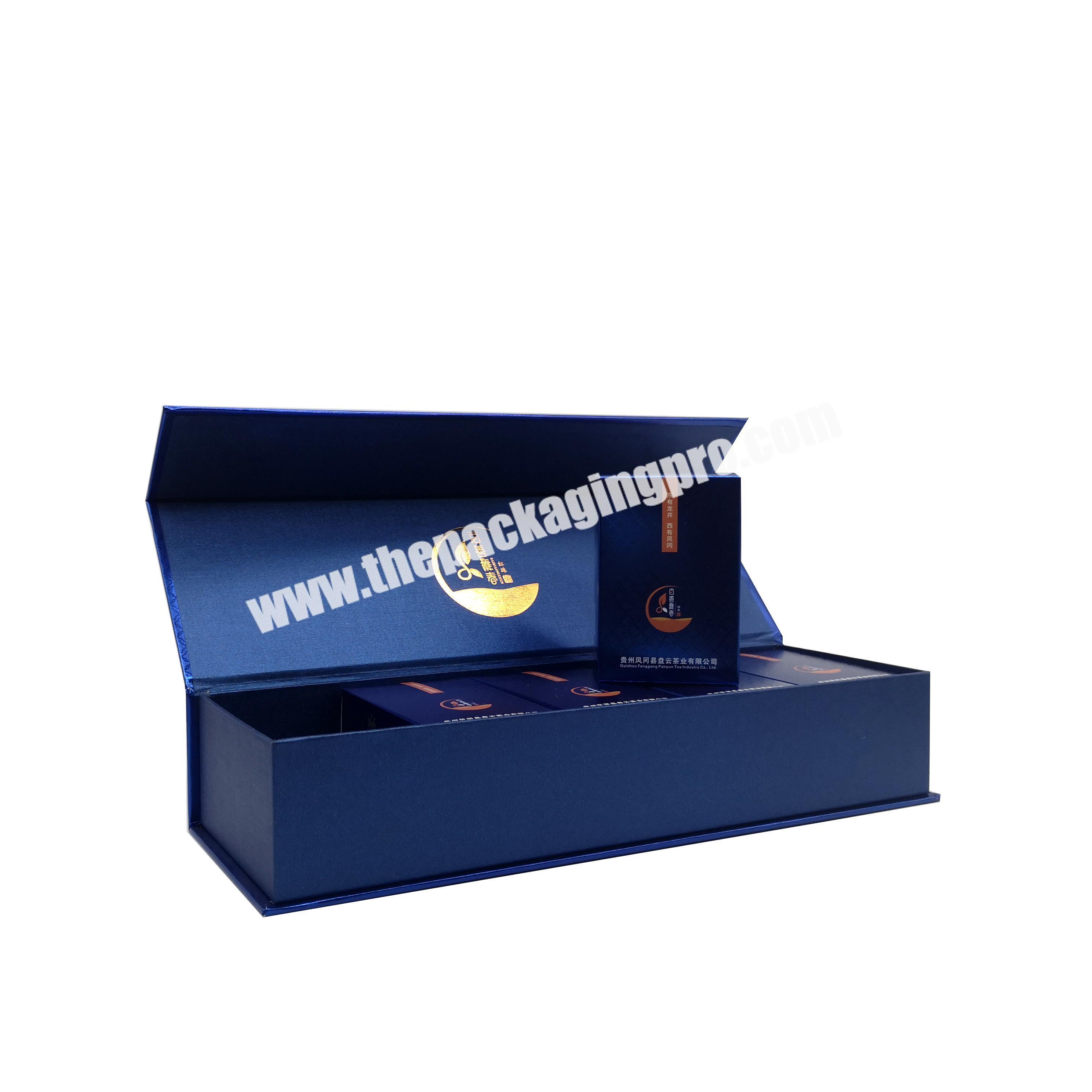 Customized Luxury Blue Book Style Hardcover Paper Magnetic Rigid Gift Box For Tea Packaging