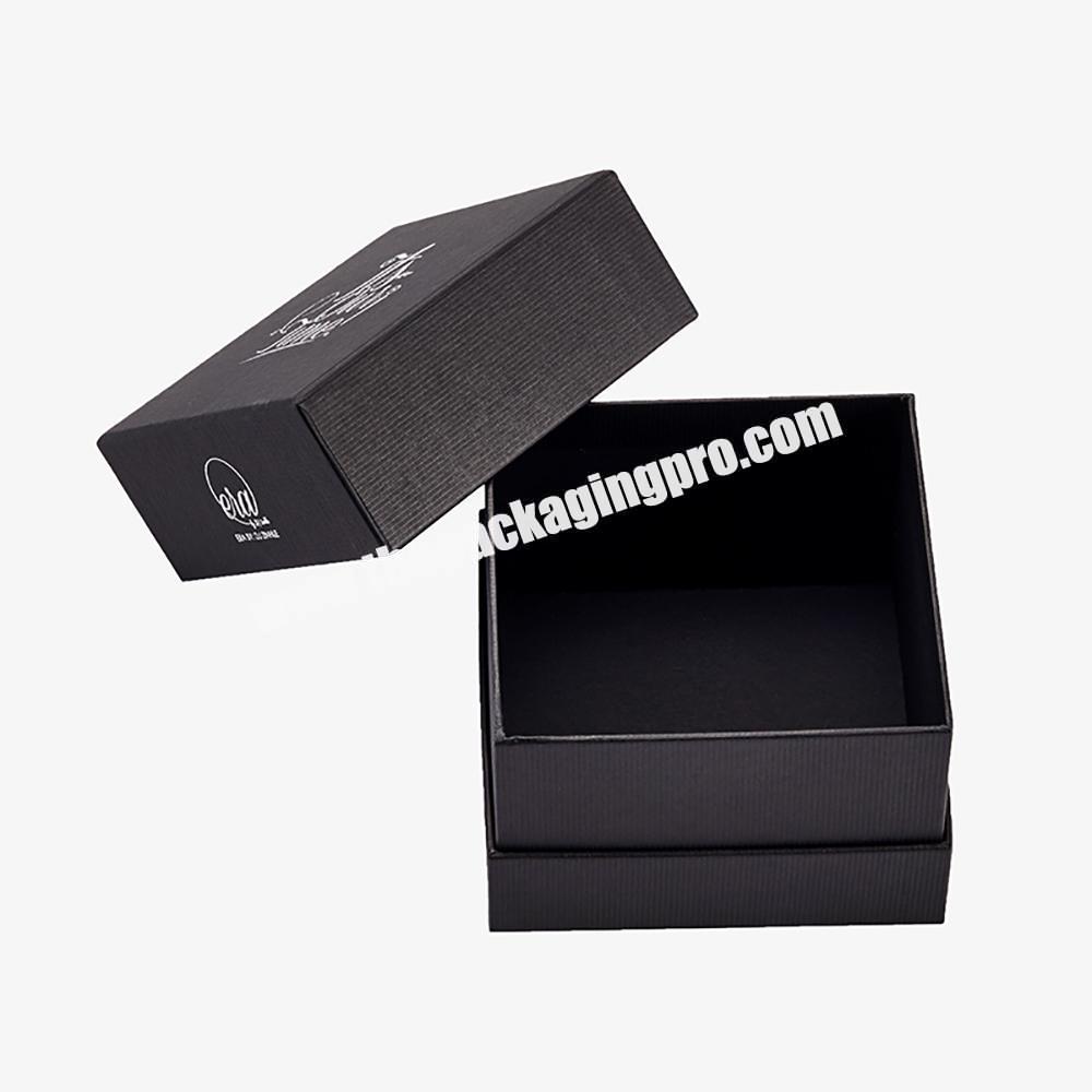 Customized LOW MOQ Luxury Texture Paper Packaging Black Lid And Base Rigid Gift Boxes For Watch