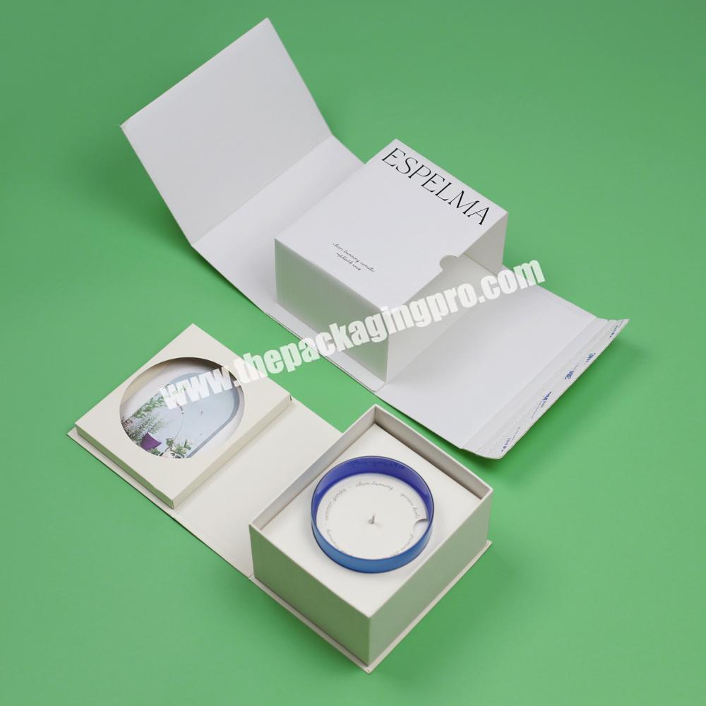 Customized Luxury White Book Shape Magnetic Candle Jar Paper Packaging Rigid Gift Boxes