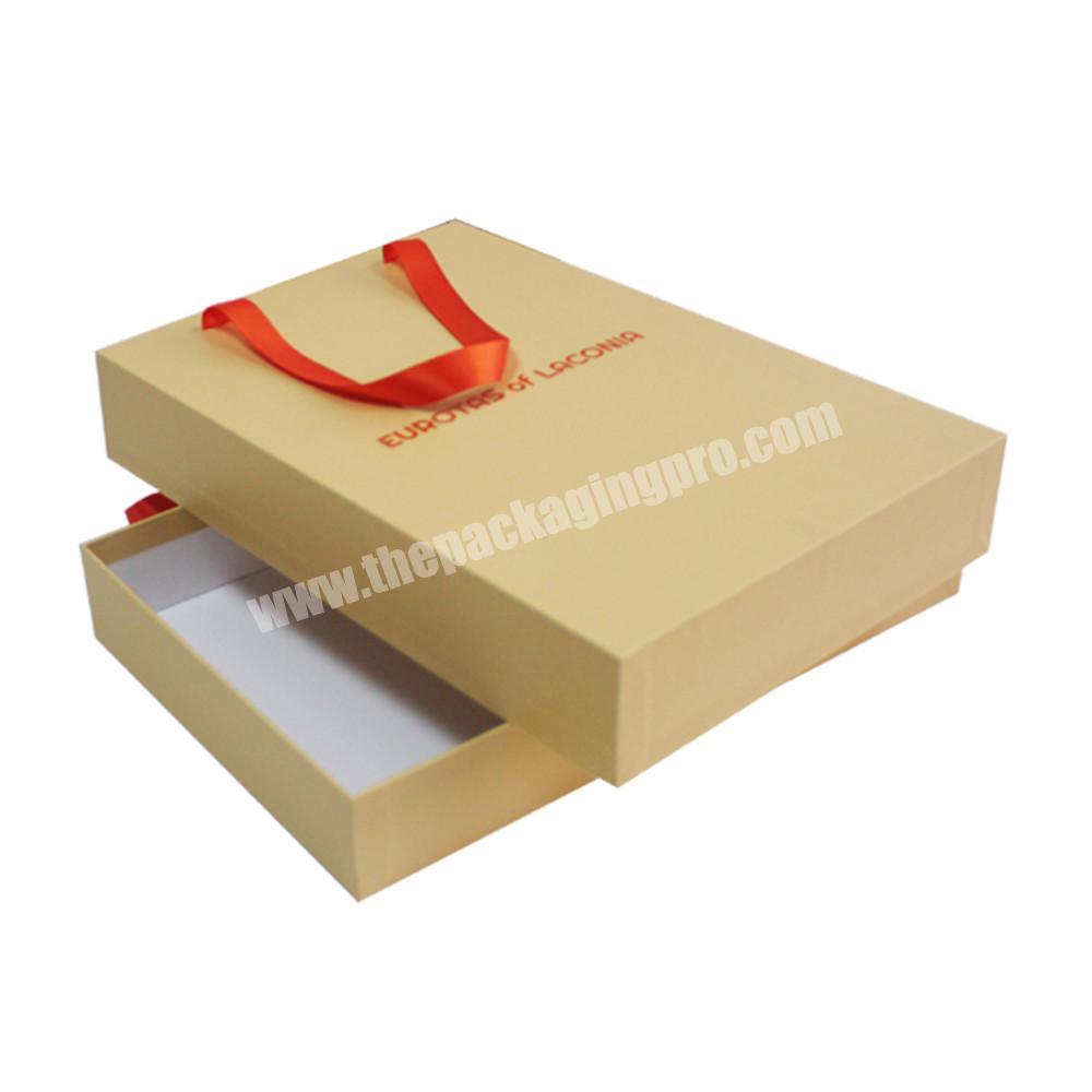 Customized Paper Gift Packing Drawer Design Cardboard Box With Ribbon For Cosmetic