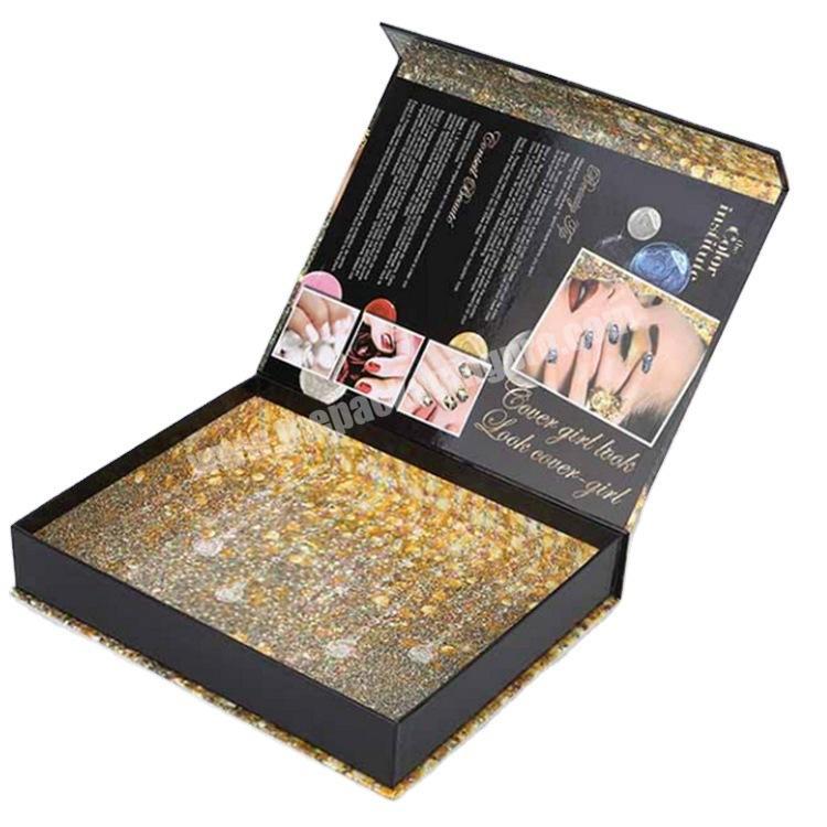 Customized Paper Press on Nail Gift Set Packaging Box Cosmetics Mask Storage Box Eye Shadow Carton Sales With Gold Logo