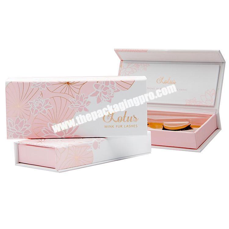 Customized Pink Magnetic Empy Eyelash Packaging Paper Gift Box With Clear Window