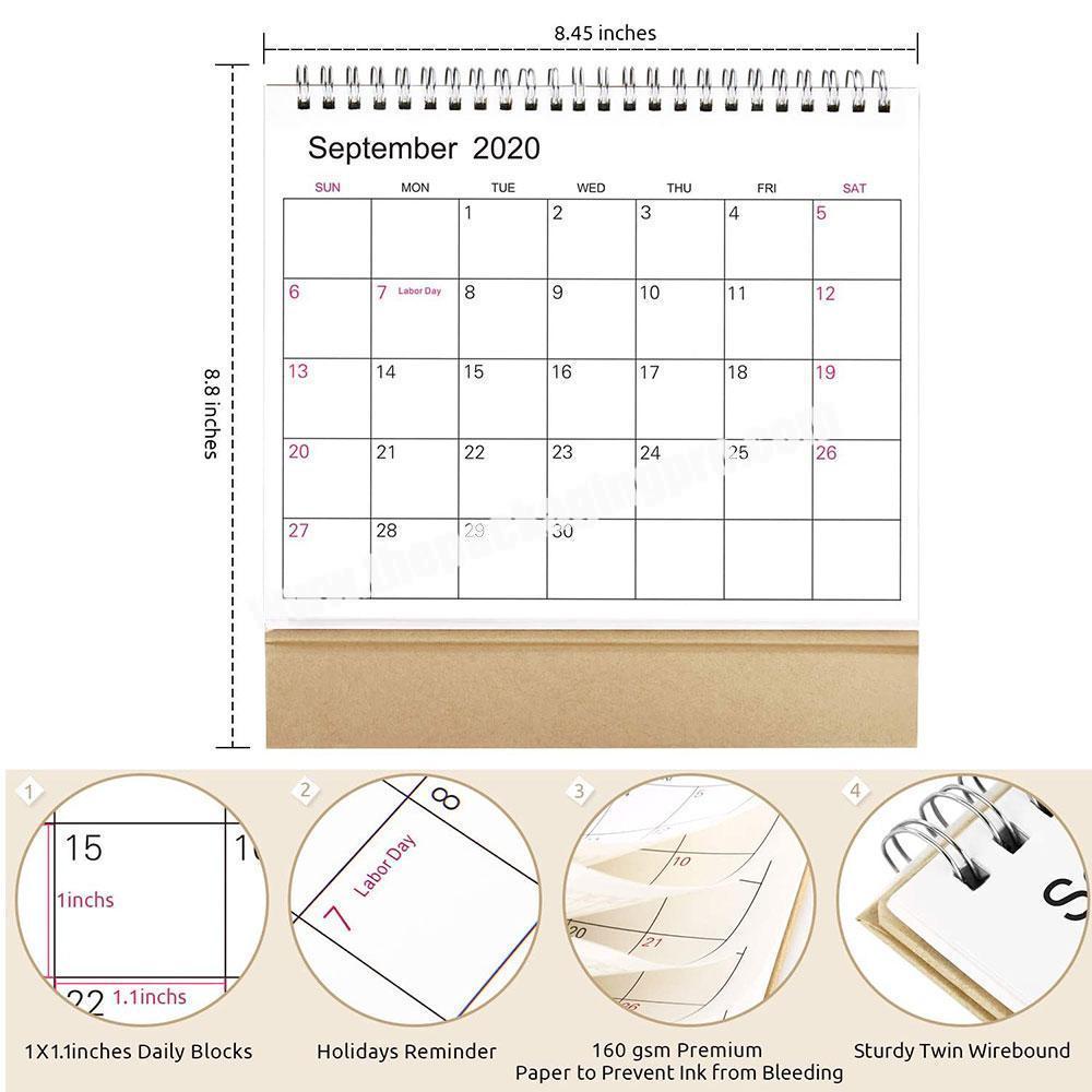 personalize Customized Private Logo 2020 -  Desktop Stand Up Table Desk Spiral Monthly Calendar