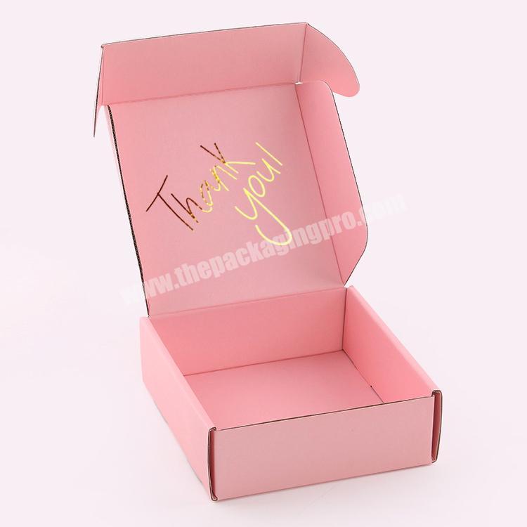 Custom Logo Small Cardboard Corrugated Carton Mailer Shipping Boxes Square Cute Pink Gift Box