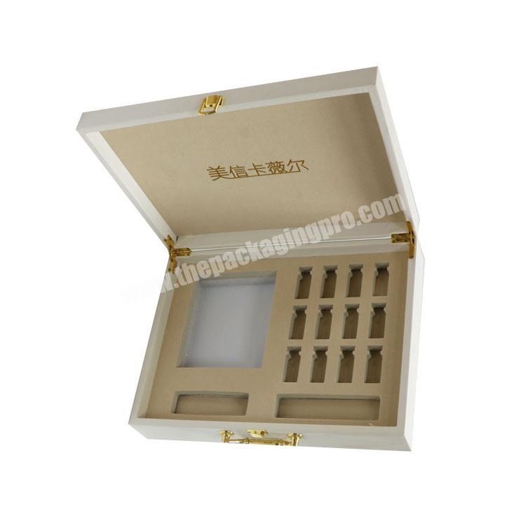 Customized high-end beauty salon freeze-dried powder skin care products slotted snap-on leather box exquisite gift box