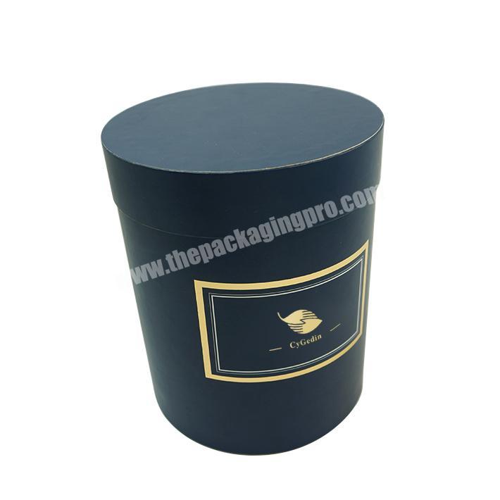 Customized logo bronzing wrapping paper gift carton light tube cardboard kraft paper blue tea template cylindrical round box