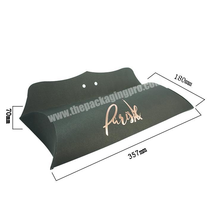 Customized metal sticker logo brand golden pillow box, DIY gift hair extension bundle wig mask packaging paper box