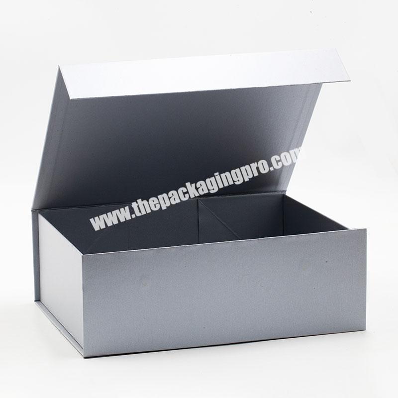 Eco friendly packaging luxury custom logo design magnetic lid open flat pack gift box