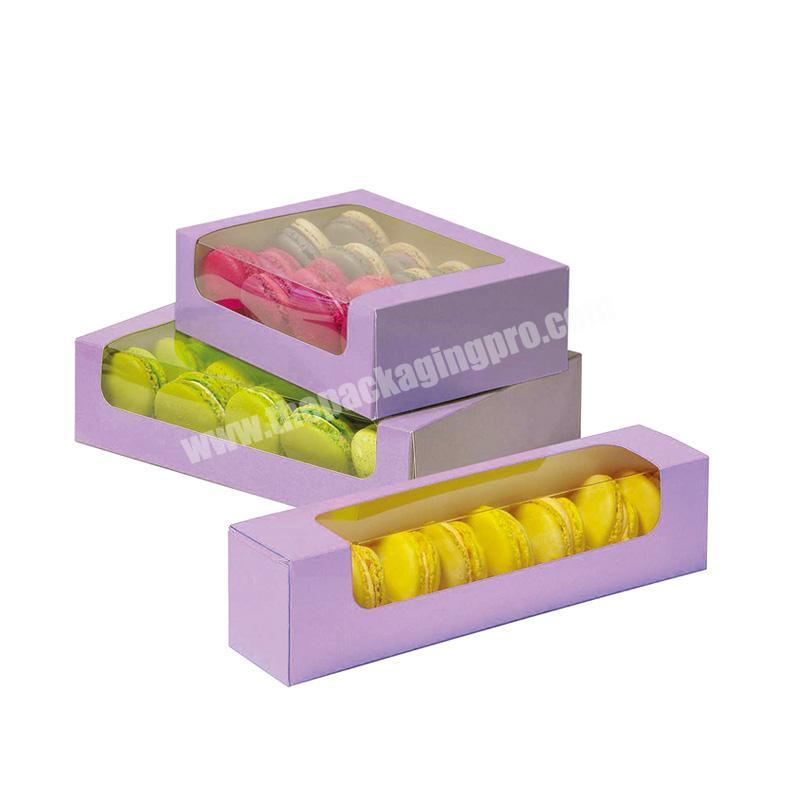 Customized paper macaron cookie gift packaging boxes with window
