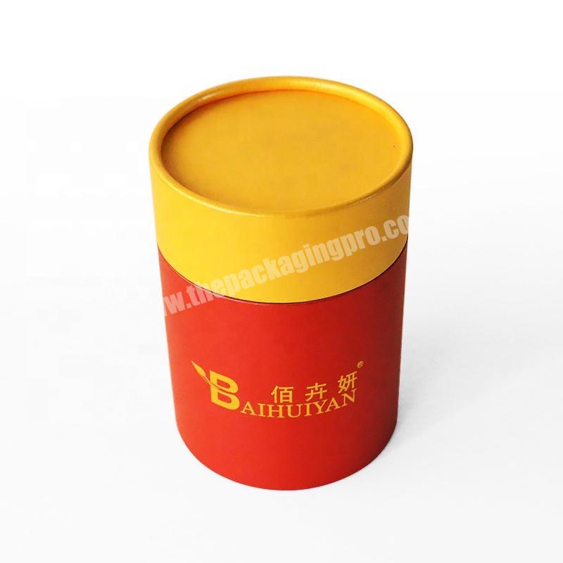 Customized round gift boxes with lid paper red color perfume tube shaped candle cardboard packaging paper tube box