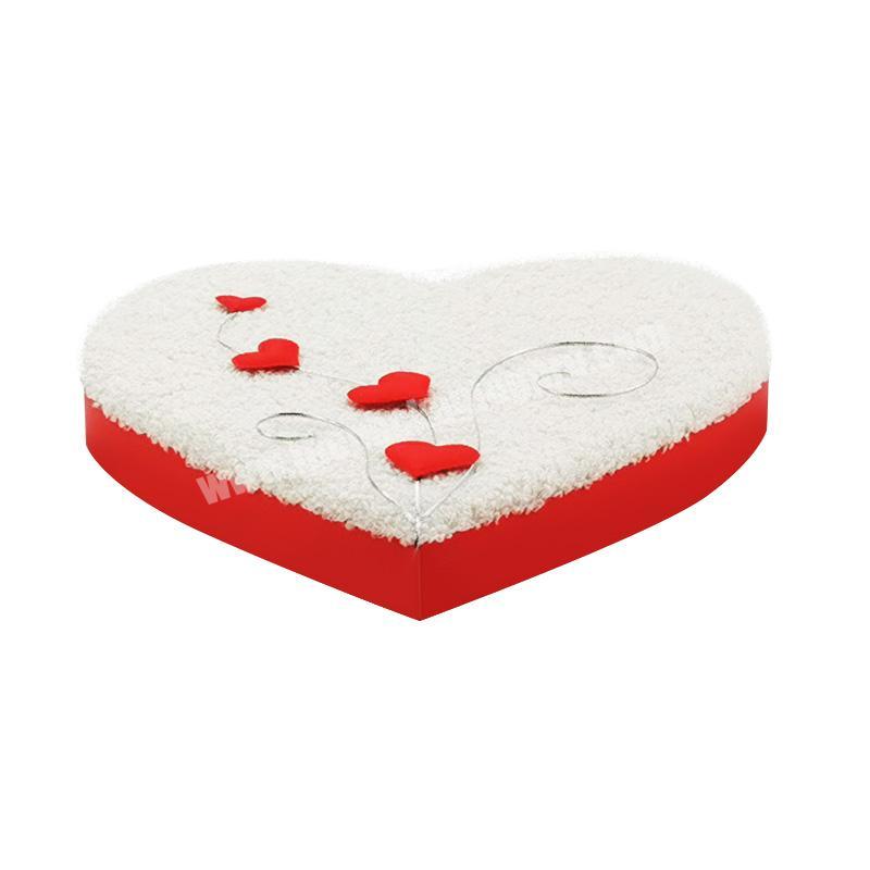 Decorated heart shaped gift box wholesale with Artifical wool  cover