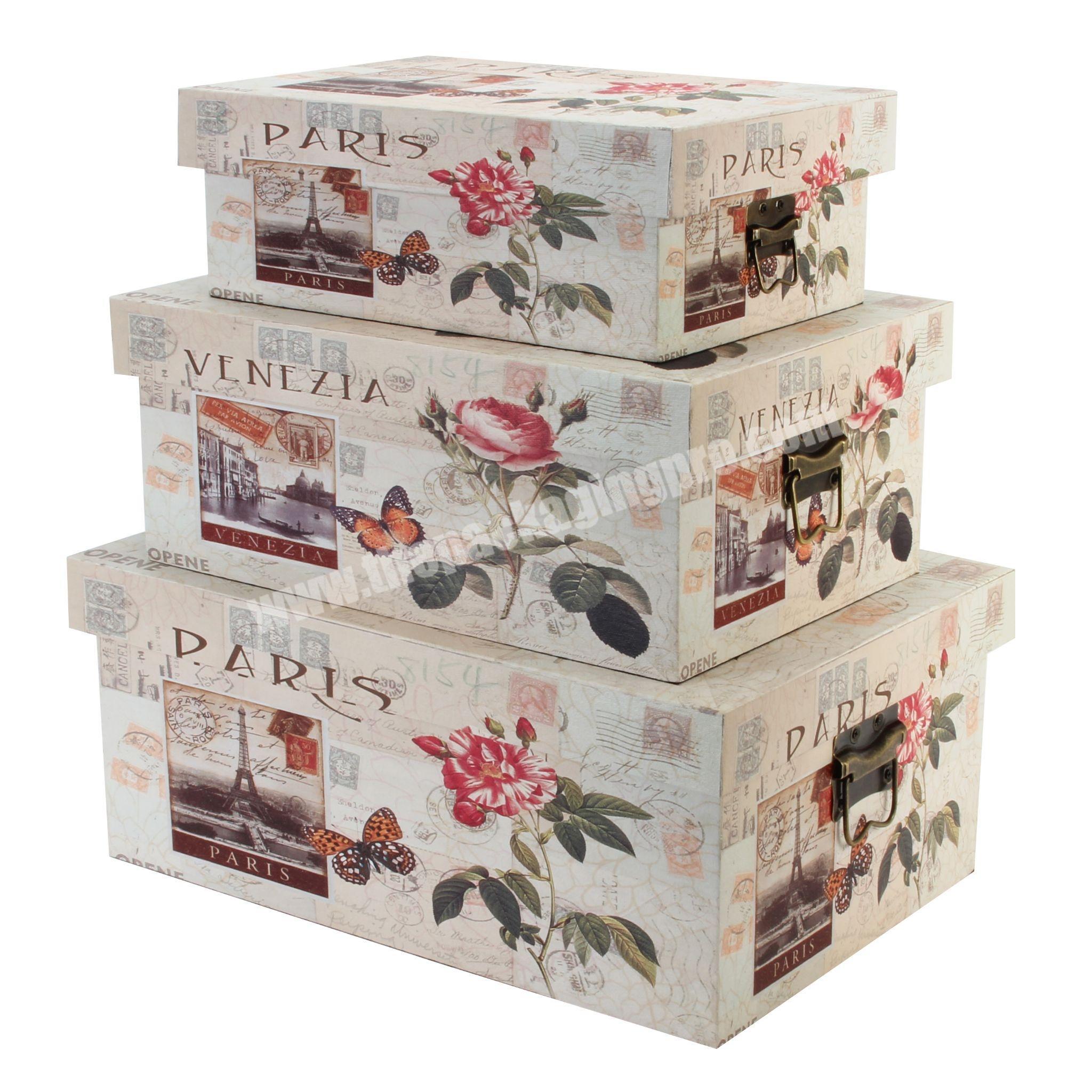 Decorative square cardboard hat storage boxes with lids wholesale