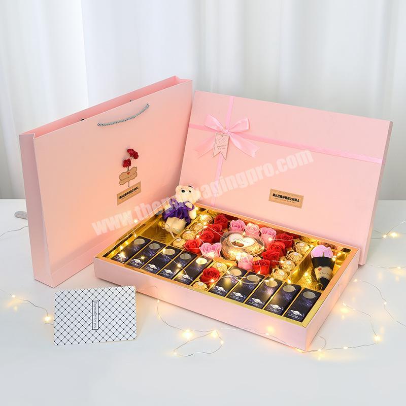 Design pink valentine chocolate strawberry cardboard bar box packaging empty gift boxes for sweets and chocolates wholesa