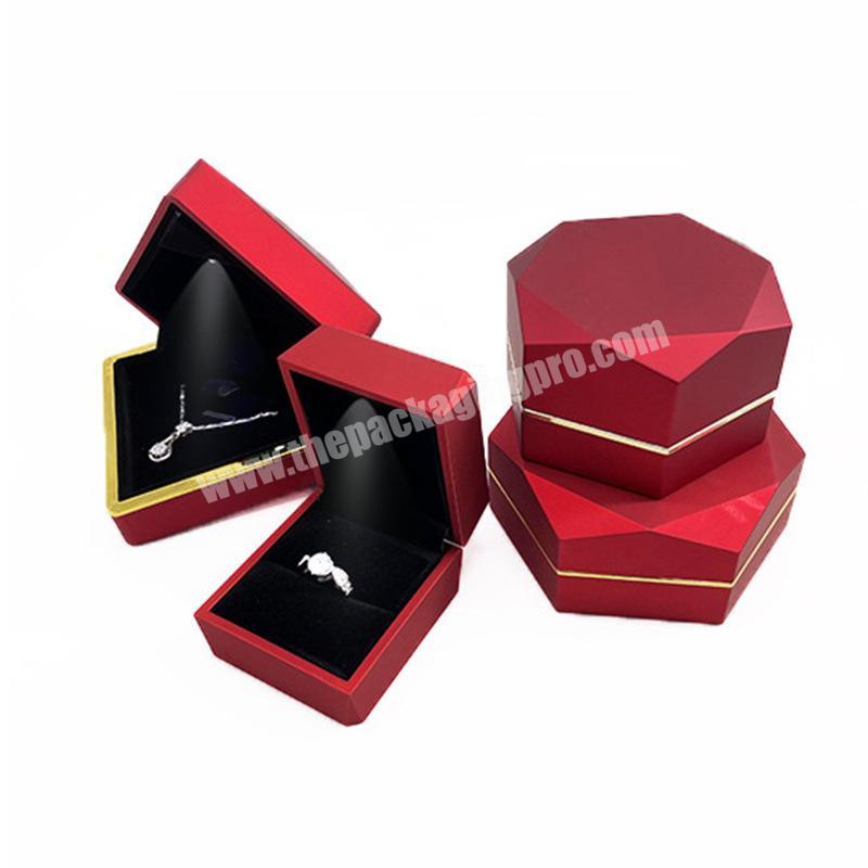 Display Ring Necklace Jewelry box plastic box With custom logo Diamond Ring Box with Led Light