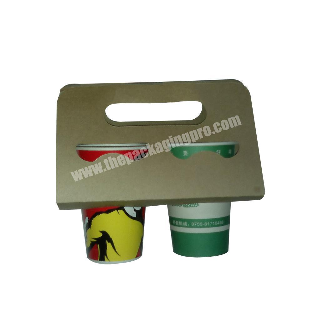 Disposable take away tray coffee paper cup holder with handle