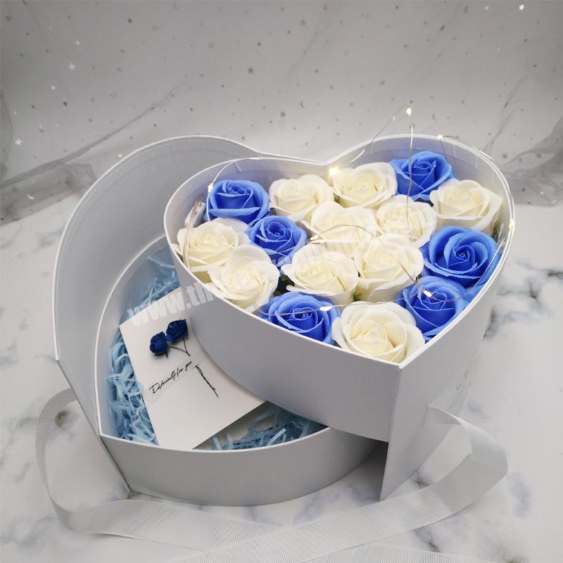 Double Layer Paper Heart Shape Valentine's Day Birthday Rose Gift Box Wedding Anniversary Christmas Packaging Flower Box