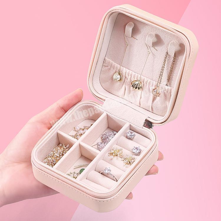 Earrings Jewel Organizer Storage Case Portable Jewellery Packaging Gift Boxes Travel Ring leather Jewelry Box For Women