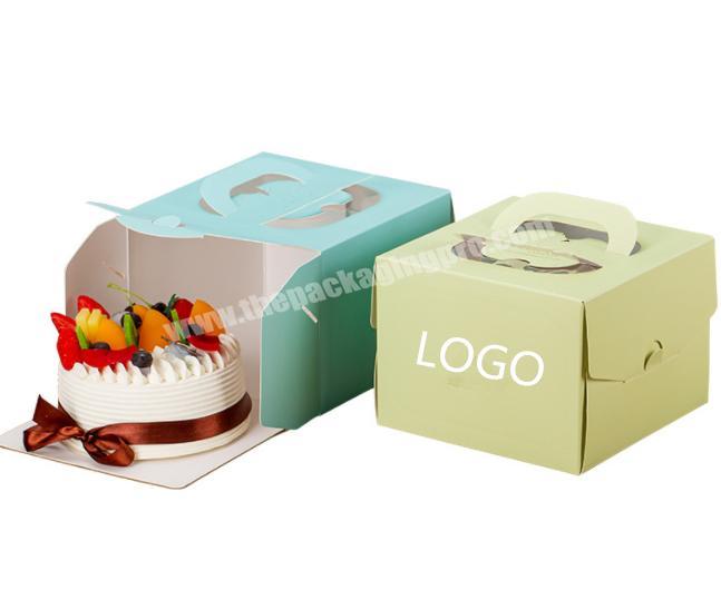 Easy To Carry 2022 Hot Sale Cheap Custom Souffle Cake Sweet Bakery Pizza Food Packaging Box With Handle With Logo