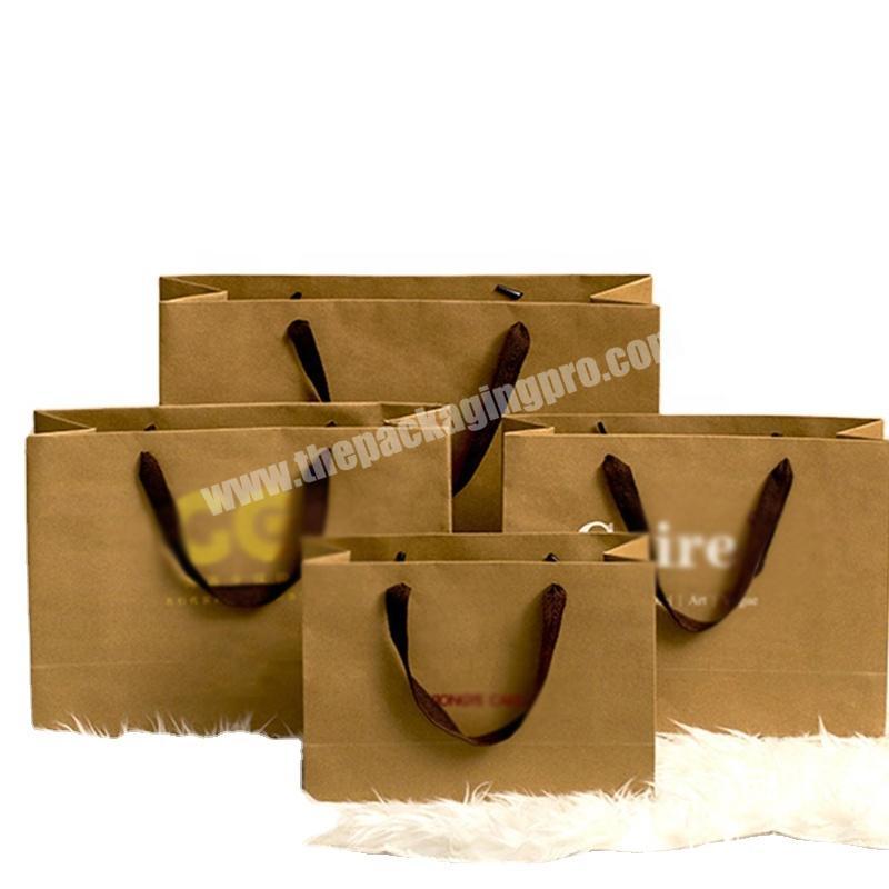 Eco Friendly Biodegradable Flat Paper Handles Brown Takeaway Fast Food Kraft Paper Bag For Restaurant Packaging