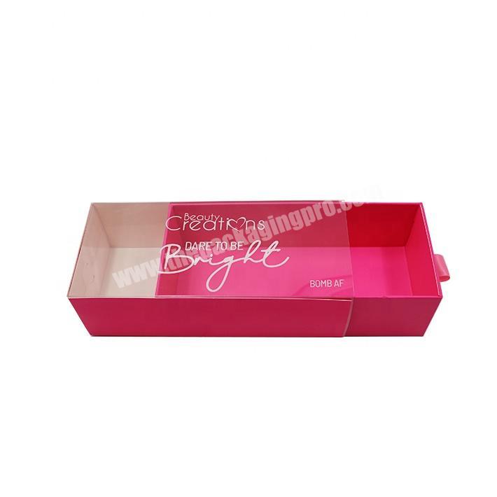 Custom Cardboard Pull Out Paper Packaging Drawer Box with Clear PVC WindowNew Paper Sliding Clear Box Customized