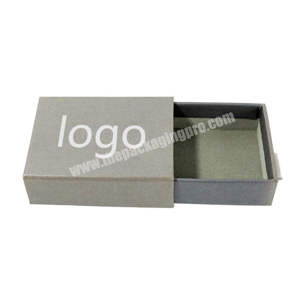 Eco Friendly Handmade custom printed cardboard gray jewelry braclet earring packaging drawer gift box with pouch
