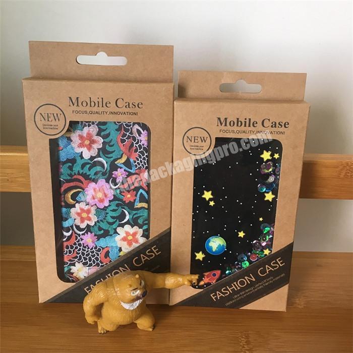 Eco friendly recycle kraft paper foldable mobile phone cover packing box mobile phone case accessories packaging box custom logo