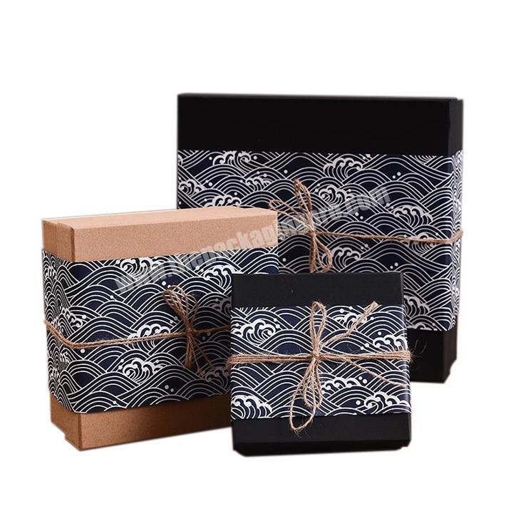 Eco friendly vintage style cardboard paper packaging boxes custom designs with hemp rope