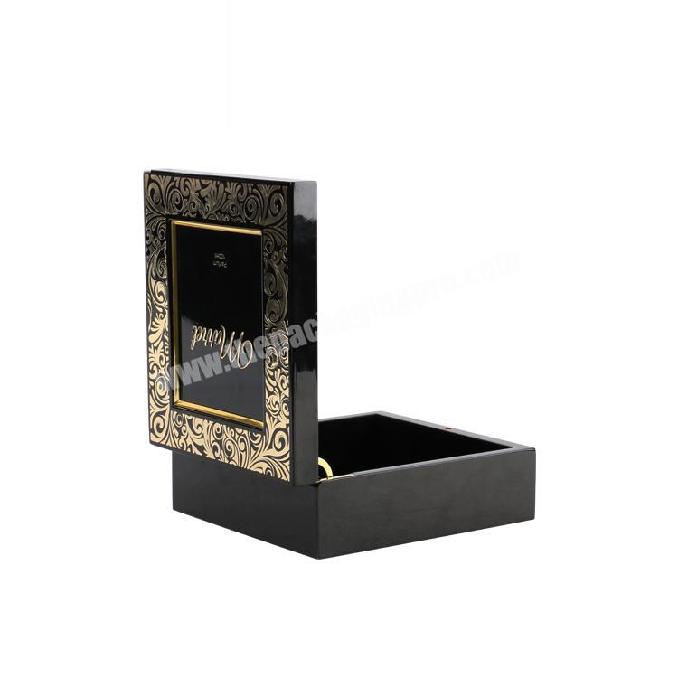 Elegant Packing Boxes Black High- Glossy Case Promotional Products Noble Lacquer Wooden China Gifts Package Box Wood MDF Accept