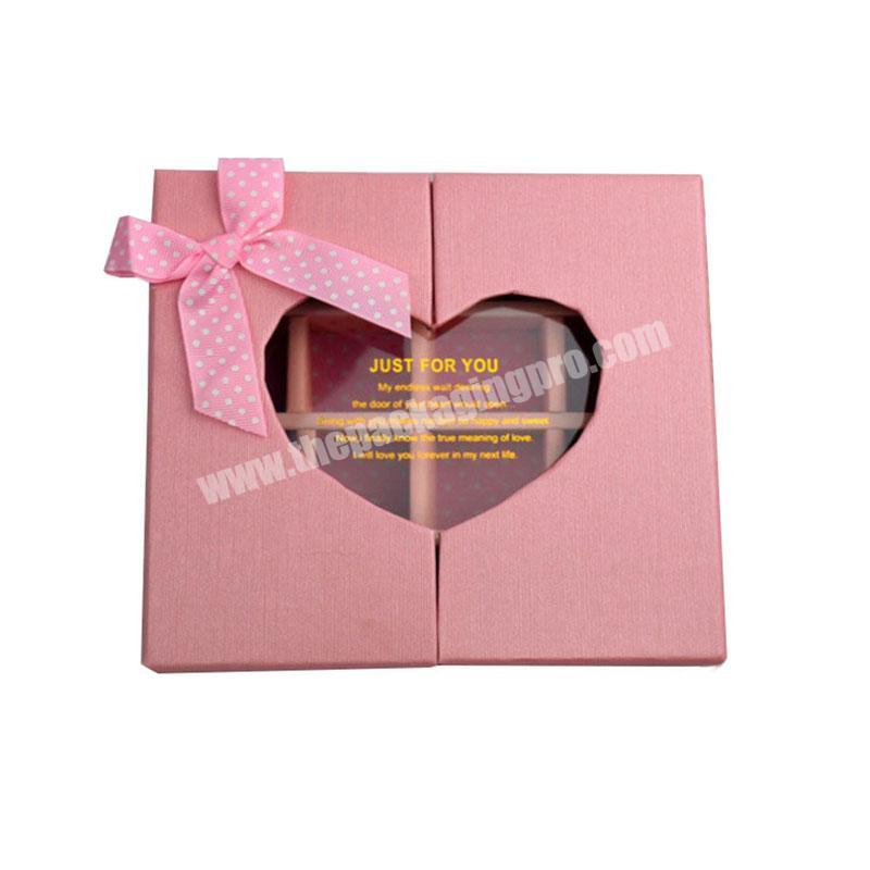 Empty Pop Favor Gold Foil Heart long Gift Kraft Paper heart shaped boxes for paper windows for chocolate