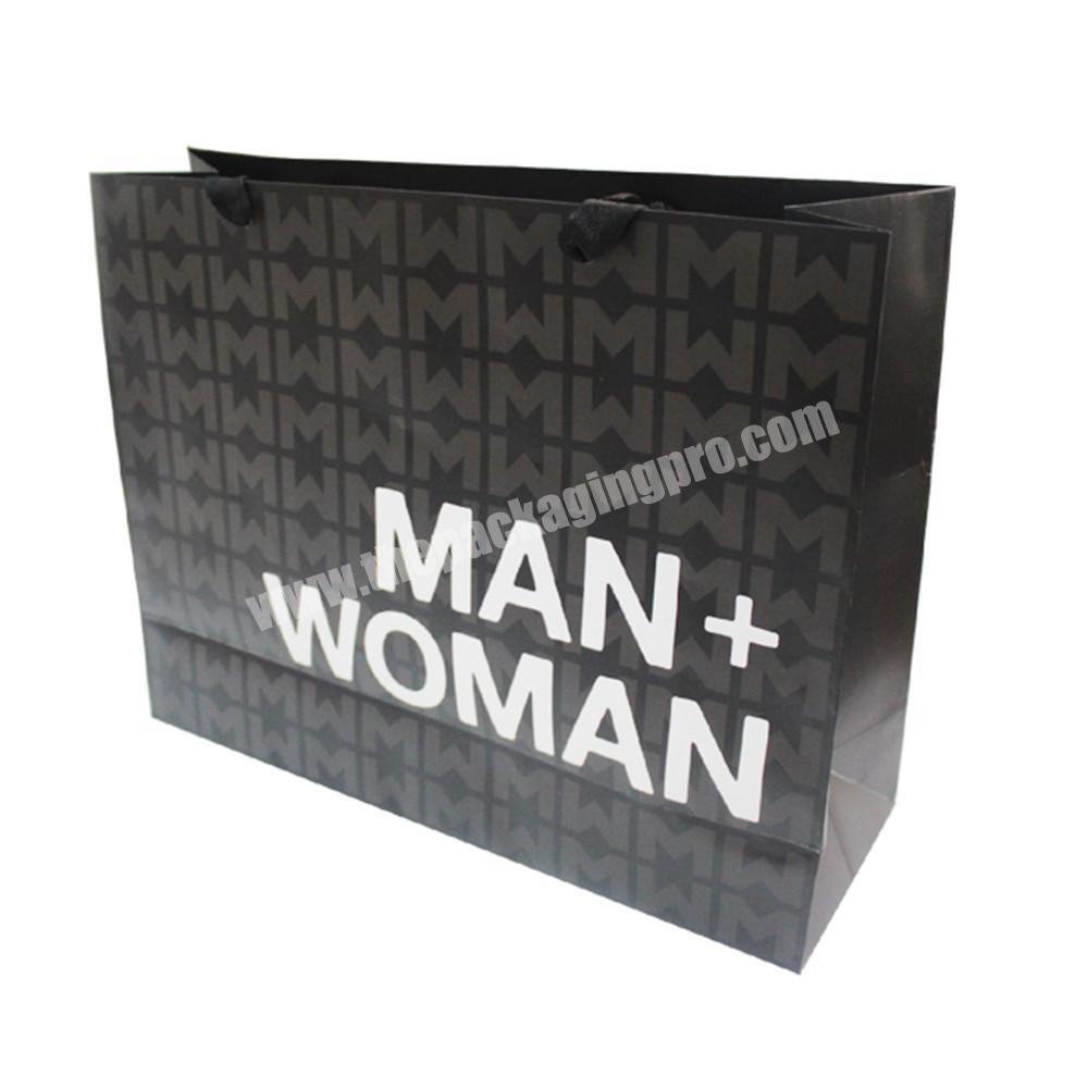 Factory Cheap High Quality Luxury Shopping Packaging Custom Matte Black Boutique Retail Paper Gift Bag