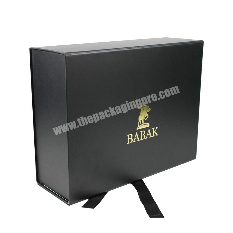 Factory Custom Gift Packaging Foldable Magnetic Gift Box With Ribbon Closure