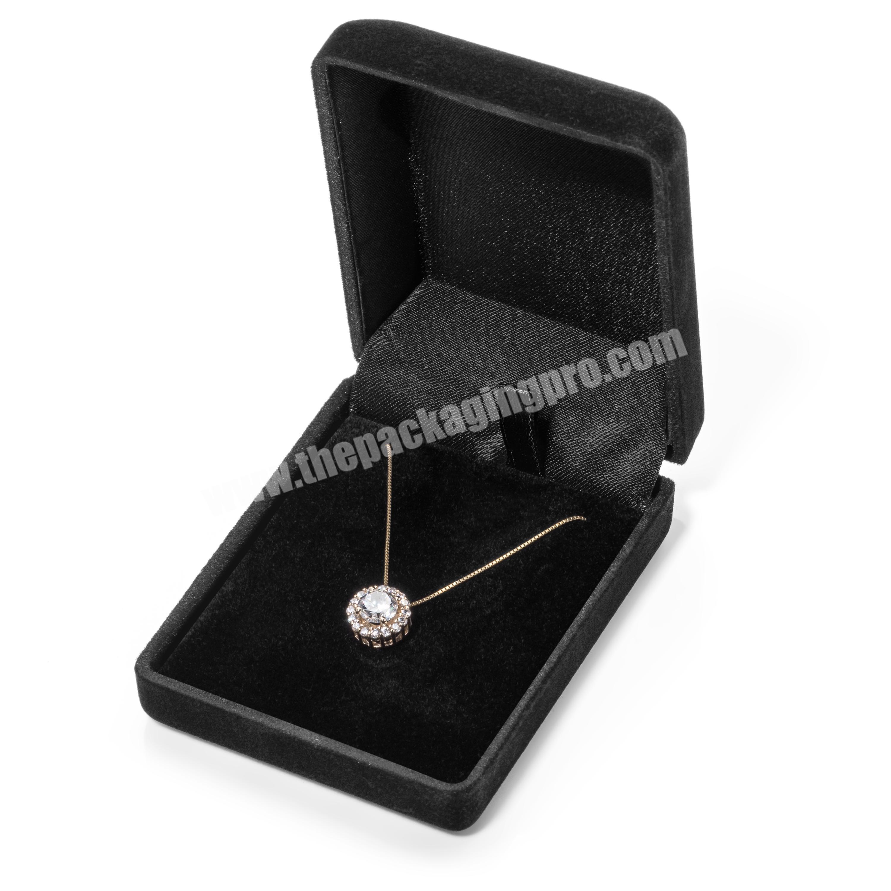 Factory Custom Luxury gift set Packaging black Velvet Ring Necklace Earring Jewellery Box With logo